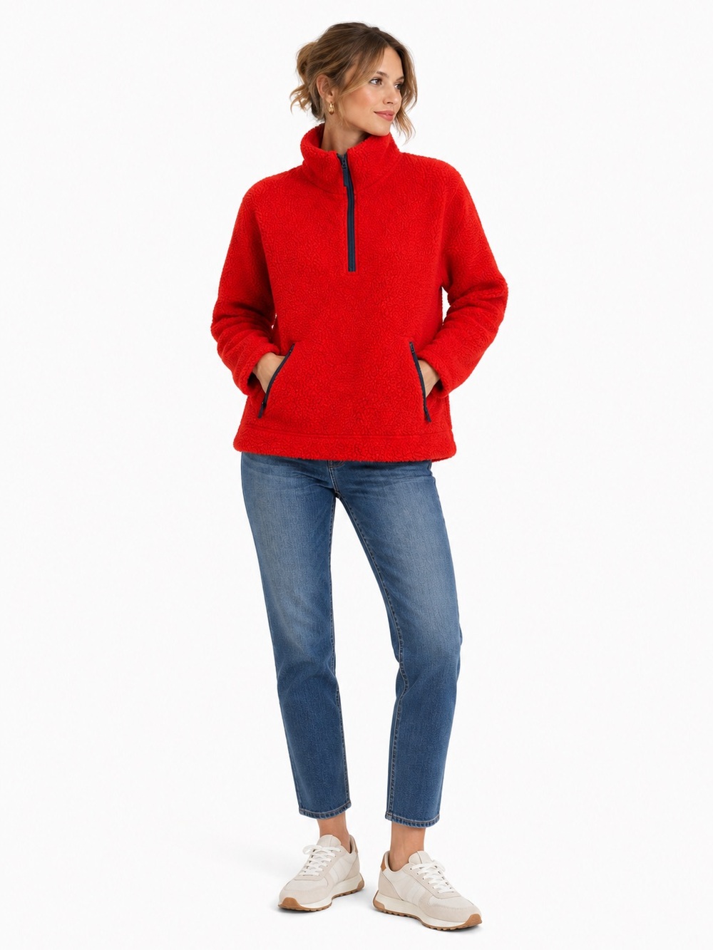 J. Crew Vibrant Red Fleece Jacket